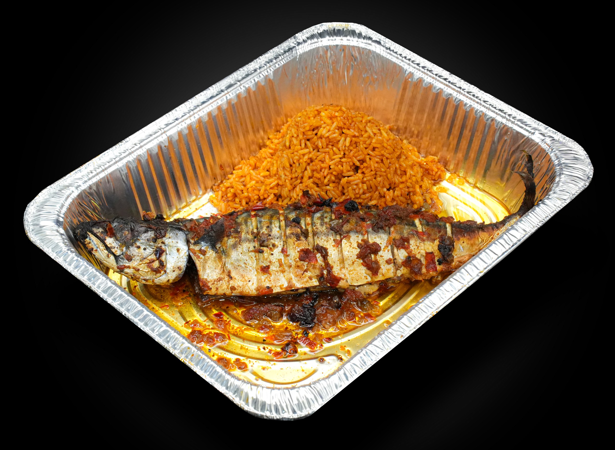 Grilled Fish (Mackerel) with Jollof Rice